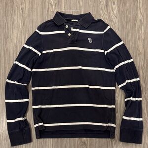 Abercrombie & Fitch Dark Blue Polo with White Stripes